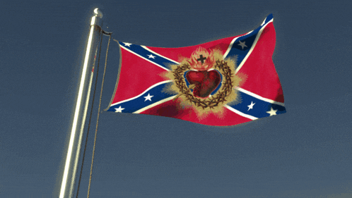 a confederate flag with a heart and a crown of thorns on it
