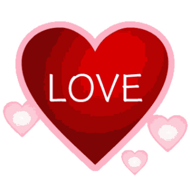a red heart with the word love written inside of it