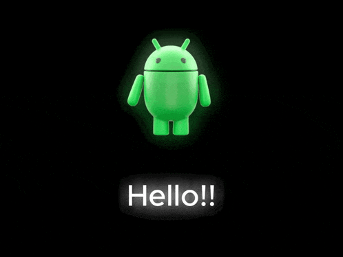 a glowing green android with the words @android prod below