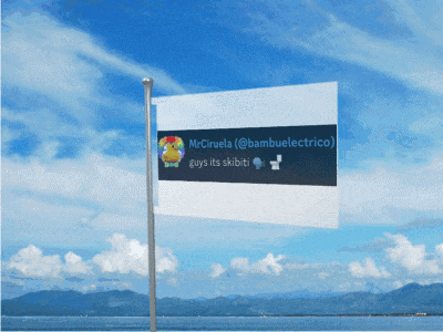 a flag with a tweet from mcciruela @bamboelectrico
