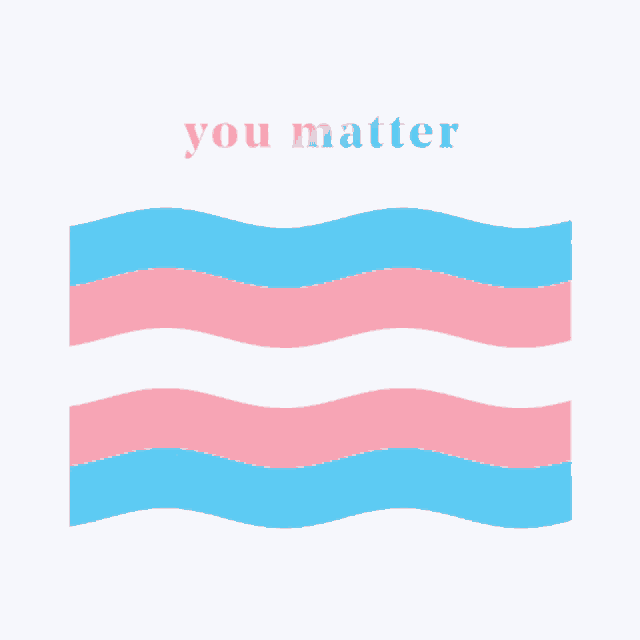 a transgender flag with the words " you matter " underneath it