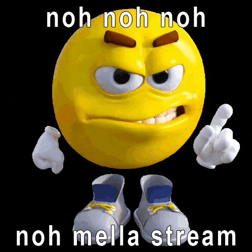 an angry smiley face with the words " noh noh noh " written on it