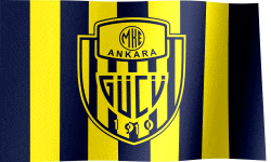 a yellow and blue striped flag with the logo for ankara on it