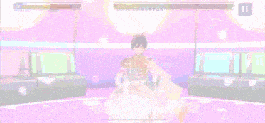 a man wearing a crown and a white dress is dancing on a stage .