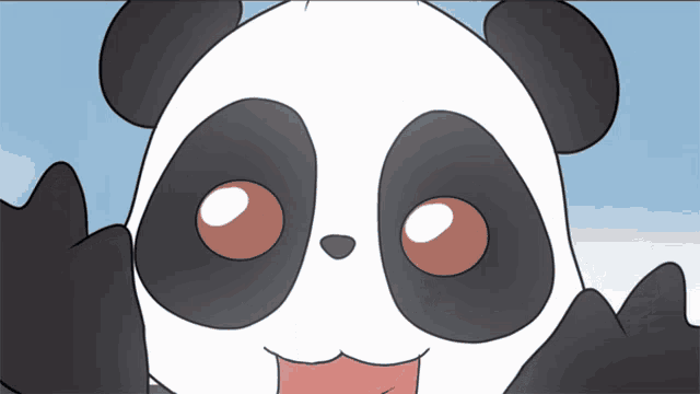 a cartoon panda bear with a big smile on his face