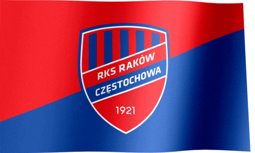 a red and blue flag with the words rks rakov czestochowa 1921 on it