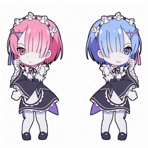 a cartoon drawing of two anime characters ram and rem
