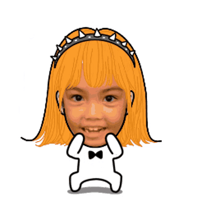a cartoon of a girl with orange hair and a black headband