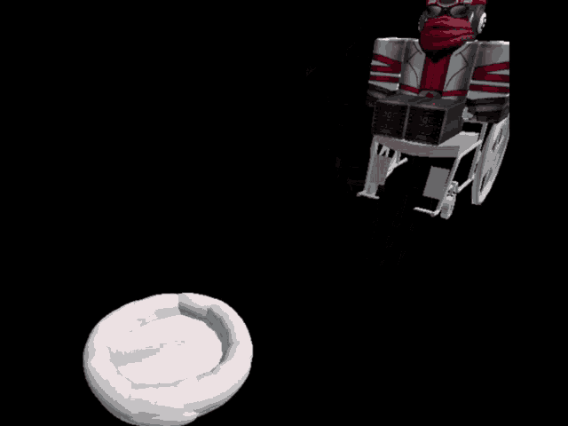 a 3d model of a wheelchair is sitting on top of a box with a number 8 on it