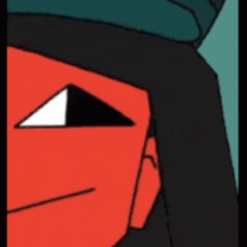 a close up of a cartoon character 's face with a big smile and a hat on .