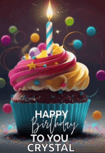 a birthday card with a cupcake with a lit candle