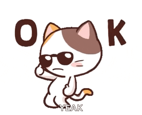 a cartoon cat wearing sunglasses and giving a thumbs up