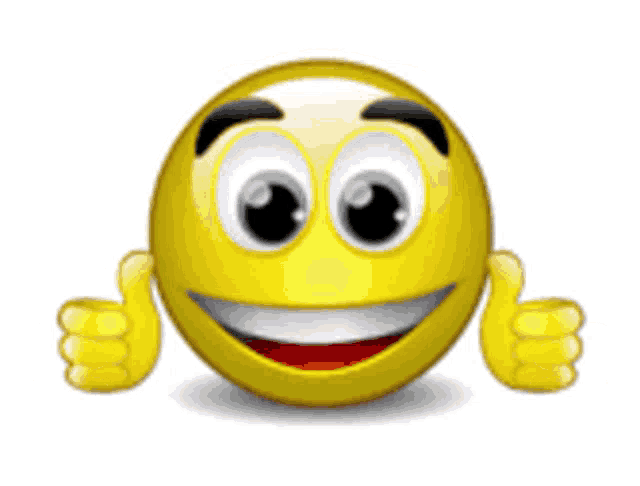 a surprised smiley face giving two thumbs up