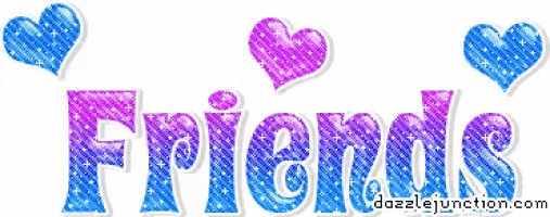 a blue and purple graphic that says friends with hearts