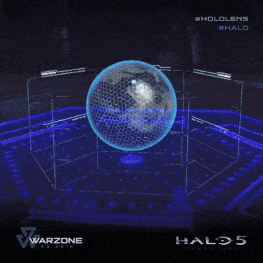 an advertisement for halo 5 guardians shows a globe in a cube