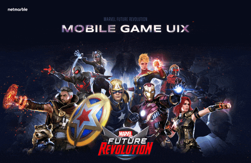 a poster for marvel future revolution shows a group of superheroes
