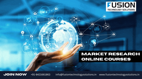 an ad for fusion technology solutions shows a person holding a globe in their hand