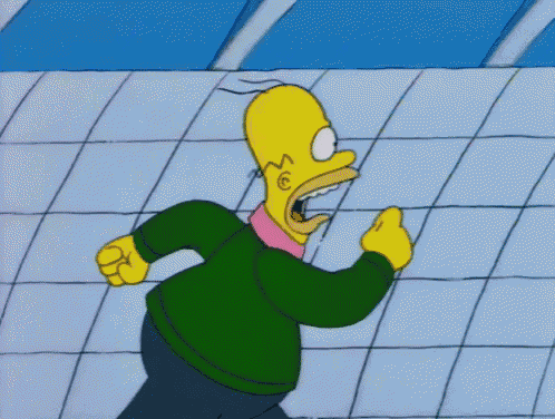 homer simpson is running in a green sweater with the number 6 on his chest