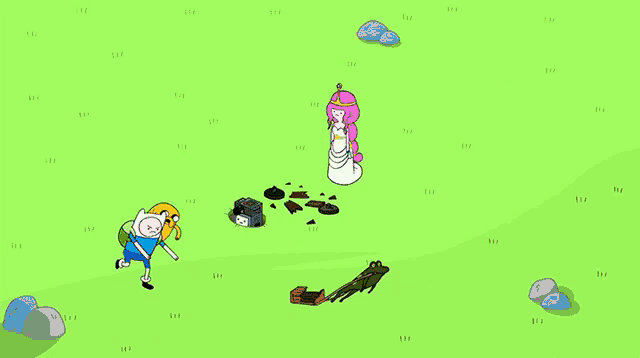 a group of cartoon characters including finn and bubblegum
