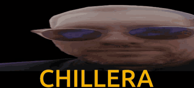 a man wearing sunglasses with the word chillera on the bottom right