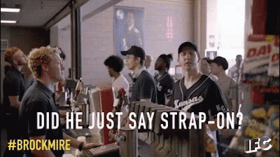a man in a kansas jersey asks if he just said strap on