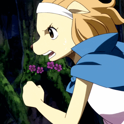 a cartoon character with a headband and a blue scarf around her neck