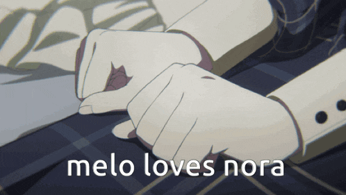 melo loves nora is written on the bottom of a picture