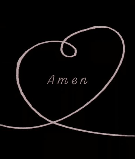 a drawing of a spiral with the word amen written on it
