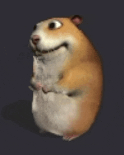 a hamster with its mouth open is standing on its hind legs on a dark background .