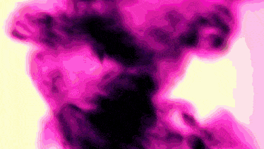 a close up of a purple and black painting on a yellow background
