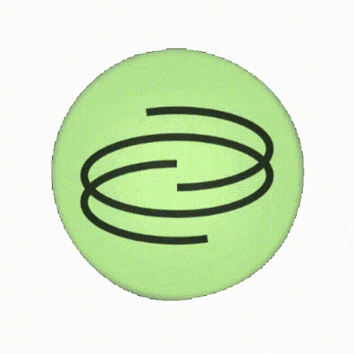 a green circle with a black spiral in the middle