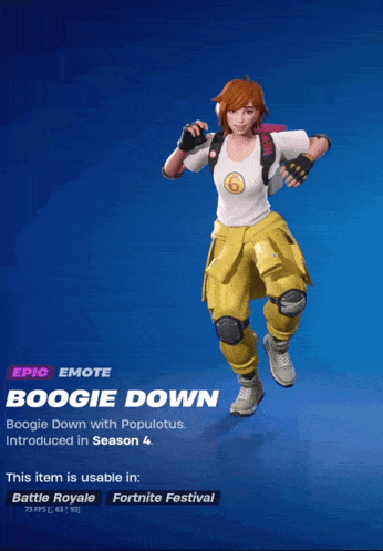 a screenshot of a boogie down emote from fortnite