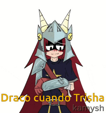 a drawing of a girl with horns and the words drago cuando trisha kamysh