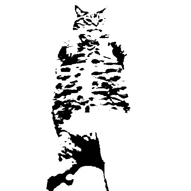 a black and white drawing of a cat on a white background .