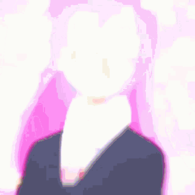 a girl with pink hair and blue eyes is wearing a white shirt and tie