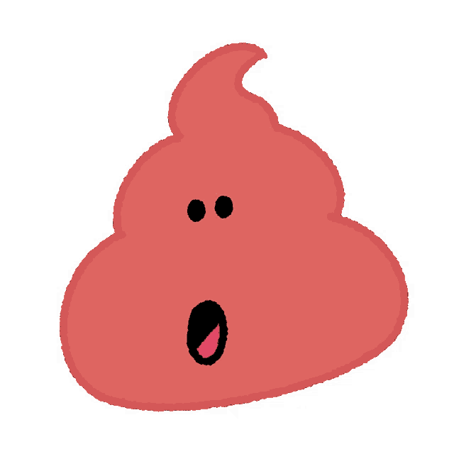 a cartoon drawing of a poop with a surprised face