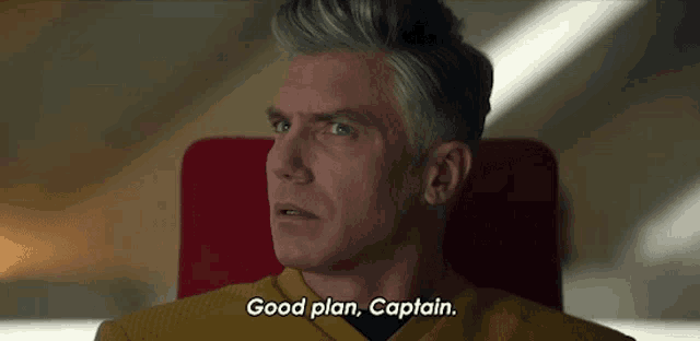 a man says good plan captain in a yellow shirt