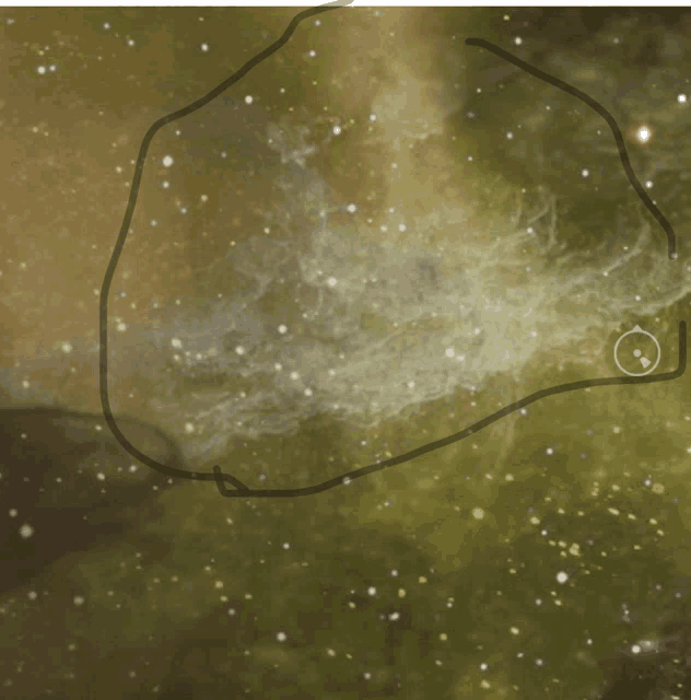 a drawing of a galaxy with a circle in the middle of it