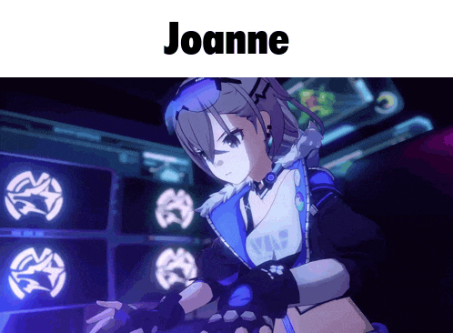 a picture of a girl with the name joanne on the top