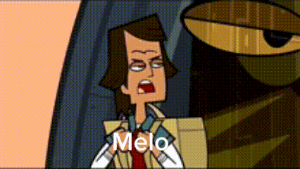 a cartoon character with the word melo on it