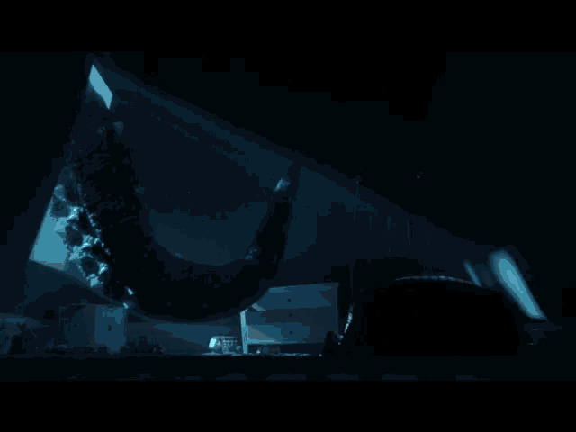 a monster is crawling out of a window in a room