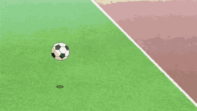 a cartoon character is standing on a soccer field wearing a yellow and blue shirt with the letter g on it