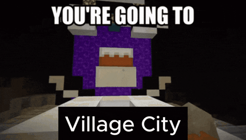 a screenshot of a video game with the words you 're going to village city