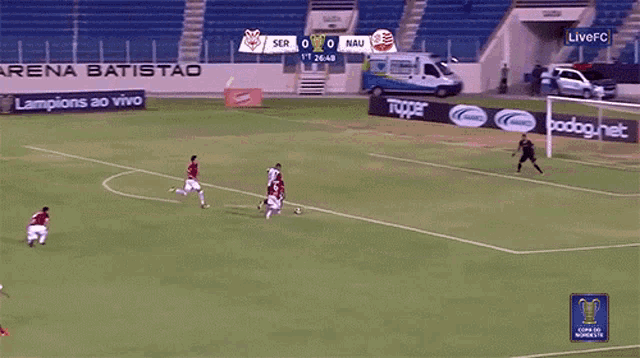 a soccer game is being played at arena batistao and the score is 0-0