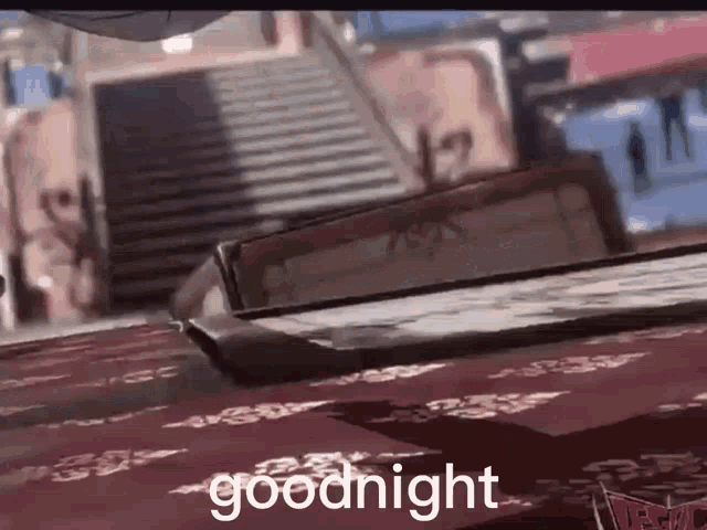 a cartoon scene with the words goodnight written on the bottom