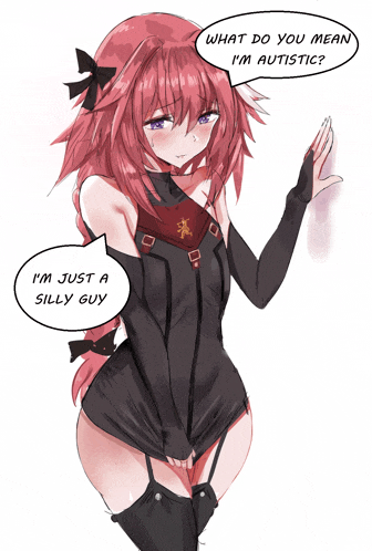 a drawing of a girl with red hair asking what do you mean i m autistic