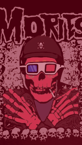 a poster of a skull wearing 3d glasses