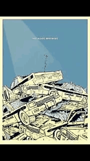 a drawing of a pile of police cars on top of each other .