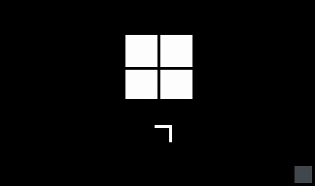 a black background with four white squares and the letter l in the corner .