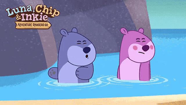 luna chip and inkie adventure rangers go poster with two bears in water